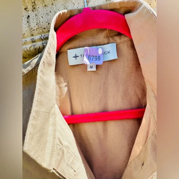 TUCKERNUCK ✨ Khaki Brown/Olive Charlie Shirt Dress ✨ 3/4 Sleeves ✨ Size M - Picture 2 of 14